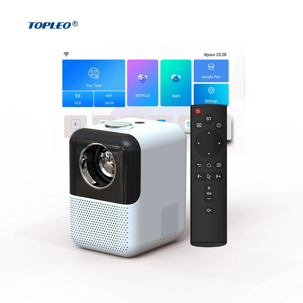 

Topleo F10 Lcd Portable Projector Pico Smart Android 10 hd ultra short 1080p home theater projector 4k