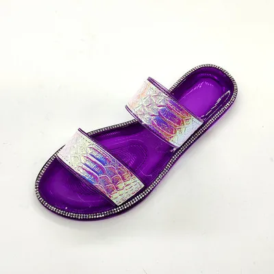 

New style Summer Bling women slide Rhinestone Ladies Sandals Fashion Anti-slip Popular Sandals For women and Ladies, Black red purple and brown