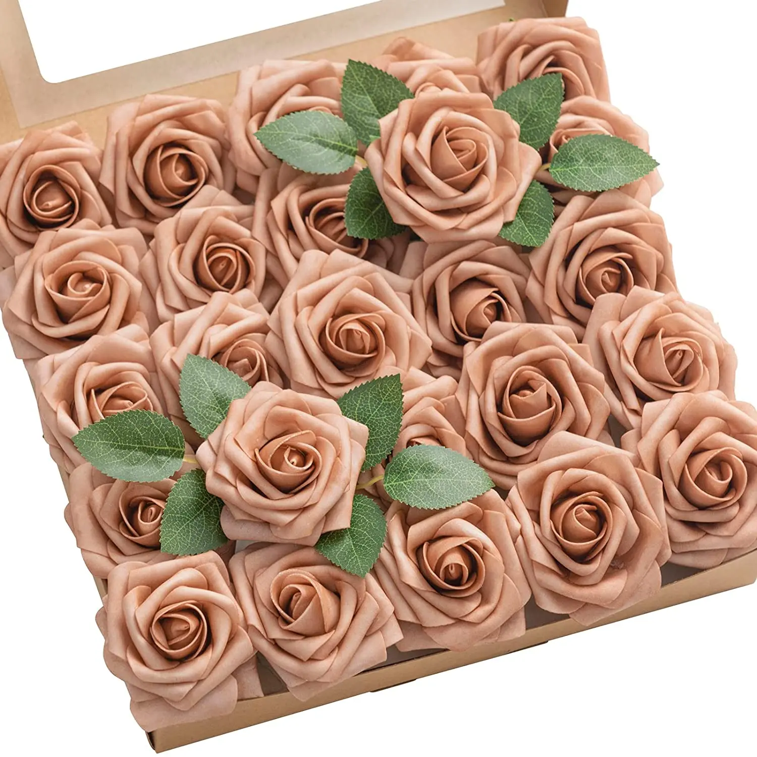 

Artificial Wedding Flowers Combo 25PCS Warm Taupe Roses w/Stem for DIY Wedding Decor Centerpieces Arrangements Bouquets