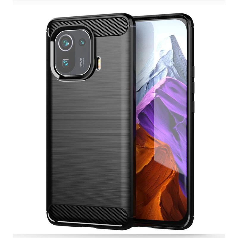

Hot Selling Soft TPU Ultra-thin Carbon Fiber Mobile Phone Cover For Xiaomi Mi 11 Pro Case