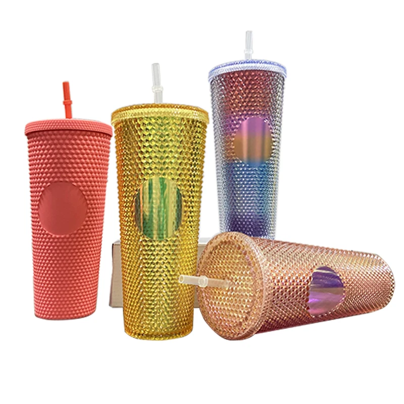 

Assorted star buck studded tumblers 24oz big capacity matte black studded tumblers for coffee