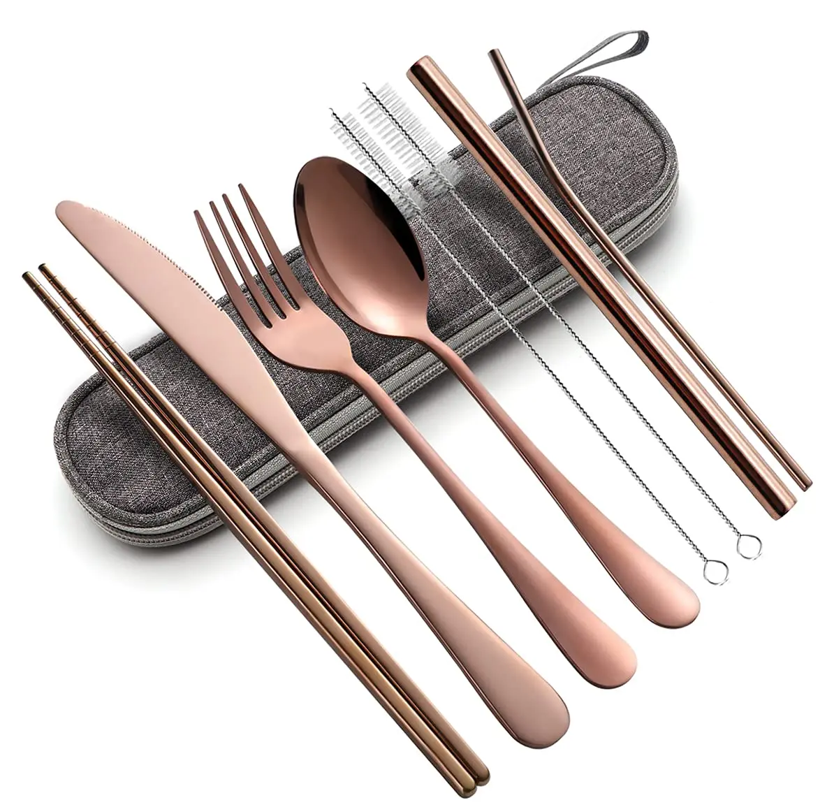 

Hot Selling Reusable Luxury Tableware Portable Flatware Bags Cutlery Portable Cutlery Set 8Pcs