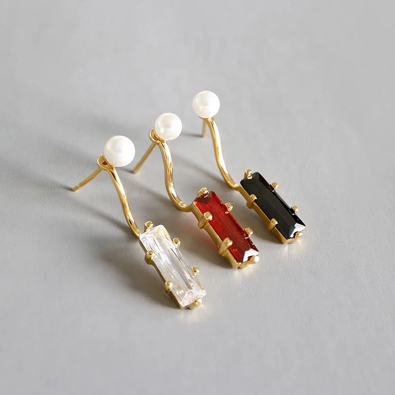 

Danyang S925 Sterling Silver Earrings Shell Pearl Earrings White Red Black Zircon Earrings for Women Jewelry