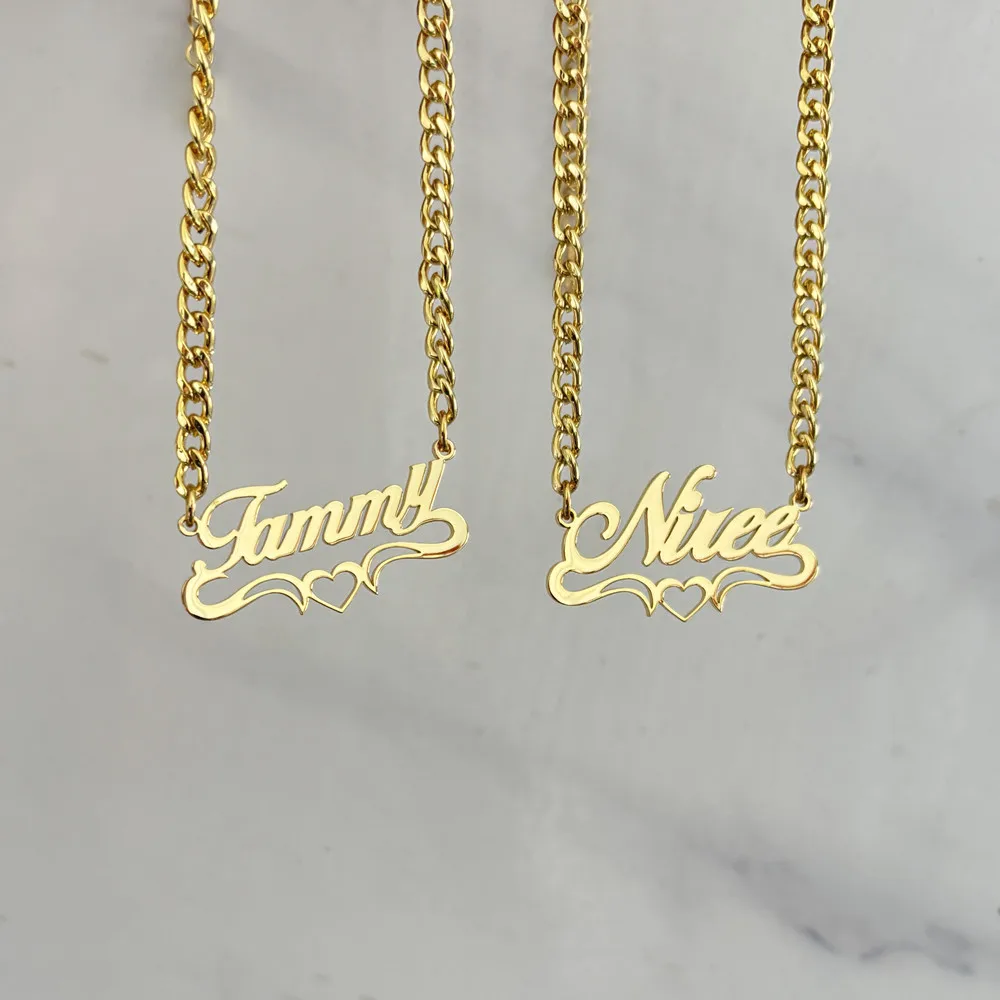 Qiuhan OEM 5mm Cuban Chain Stainless Steel Women's Name Custom Necklace
