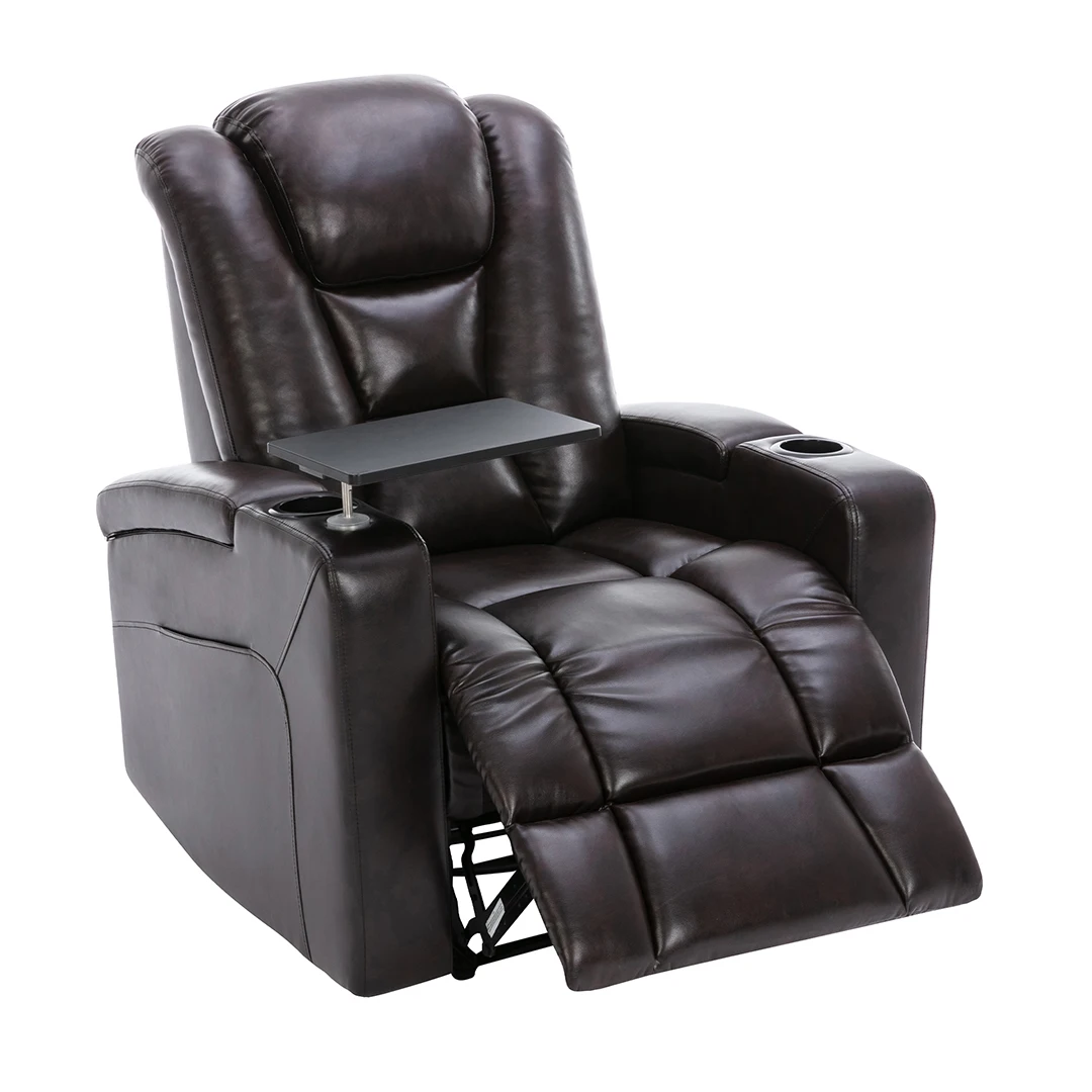 

Automatic Reclining Theatre Recline Chairs Push Back Recliner Movie Luxury Chair With Cup Holder And Tray Table, Optional