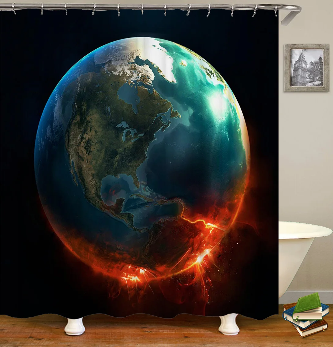 

Sports theme shower curtain football, basketball and planet theme 3d custom printed bathroom shower curtain/, Customized color