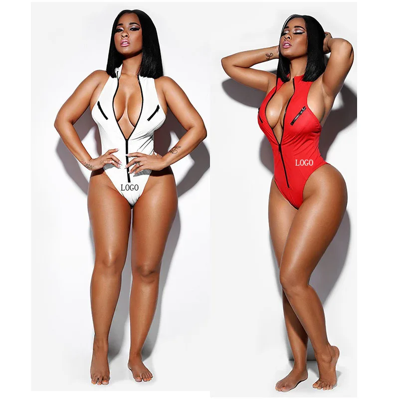 

Free shipping New Sexy Pure color One Piece Swimsuit Sexy high waistSuits Beach Wear Swimming One-piece zipper swimsuit