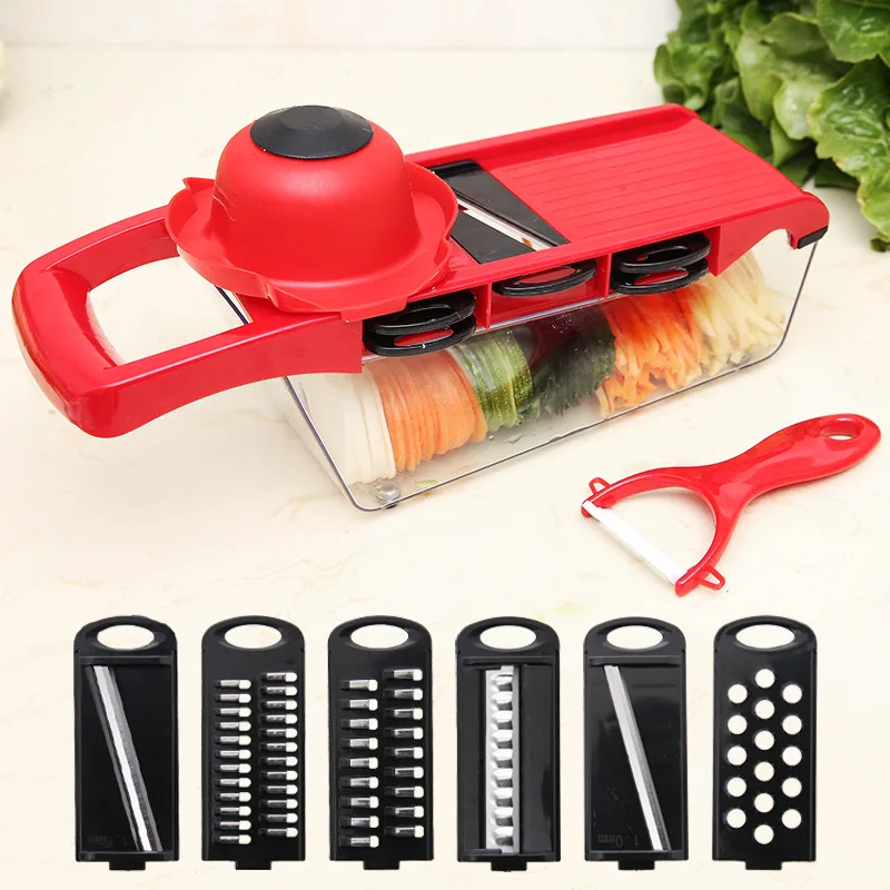 

Amazon Kitchen Tools Multifunctional Fruits Slicer Chopper Vegetable Cutter Food Grade 6 in 1 Home Kitchen Plastic 2 Colors