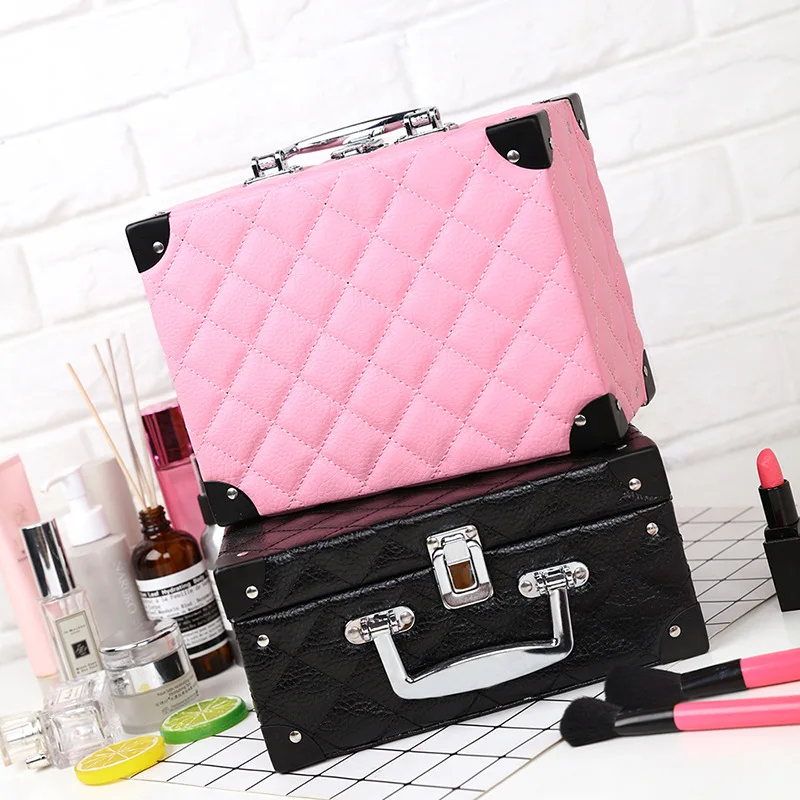 

Large capacity cosmetic bag portable storage box simple Lingge cosmetic box cosmetic storage bag box woman handbag, Customizable