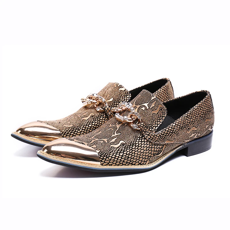 

luxurious men's summer shoes Gentleman fashion party shoes gold color