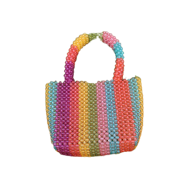 

Striped colorful beaded gram force candy color rainbow fancy bead bag, Customized color