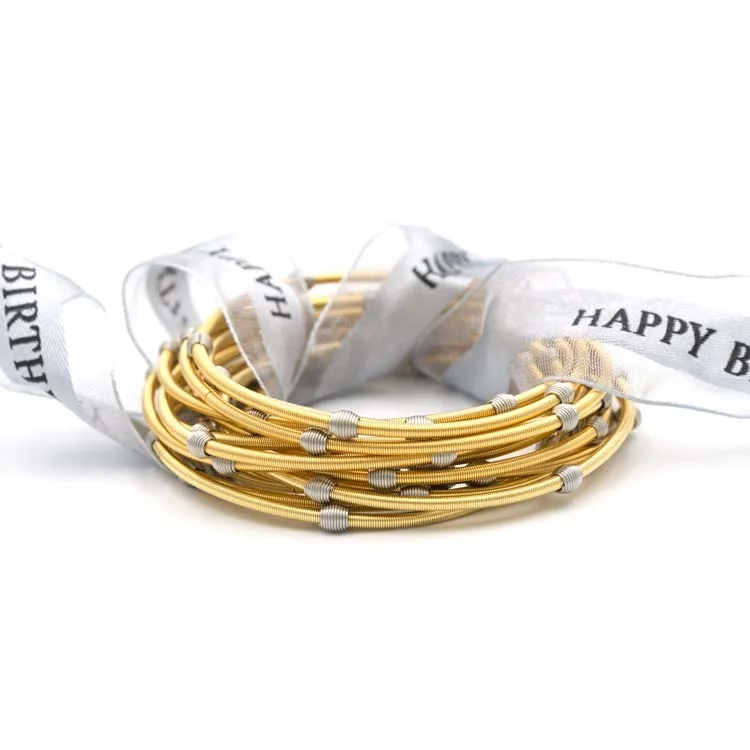 

Amoryubo 2021 Fashion Lady Stainless Steel Seed Beads Gold Spring Bracelet Bangle Jewelry Free Sample