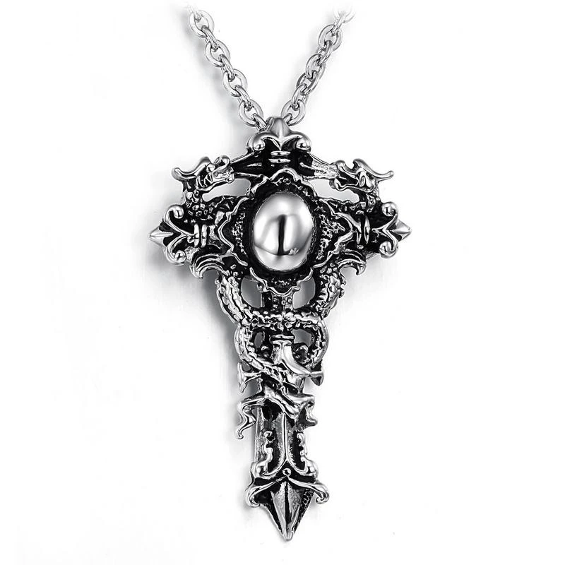 

Stainless Steel Sword Chain Necklace For Men Cross Pendant Charm Chain High Quality Jewelry