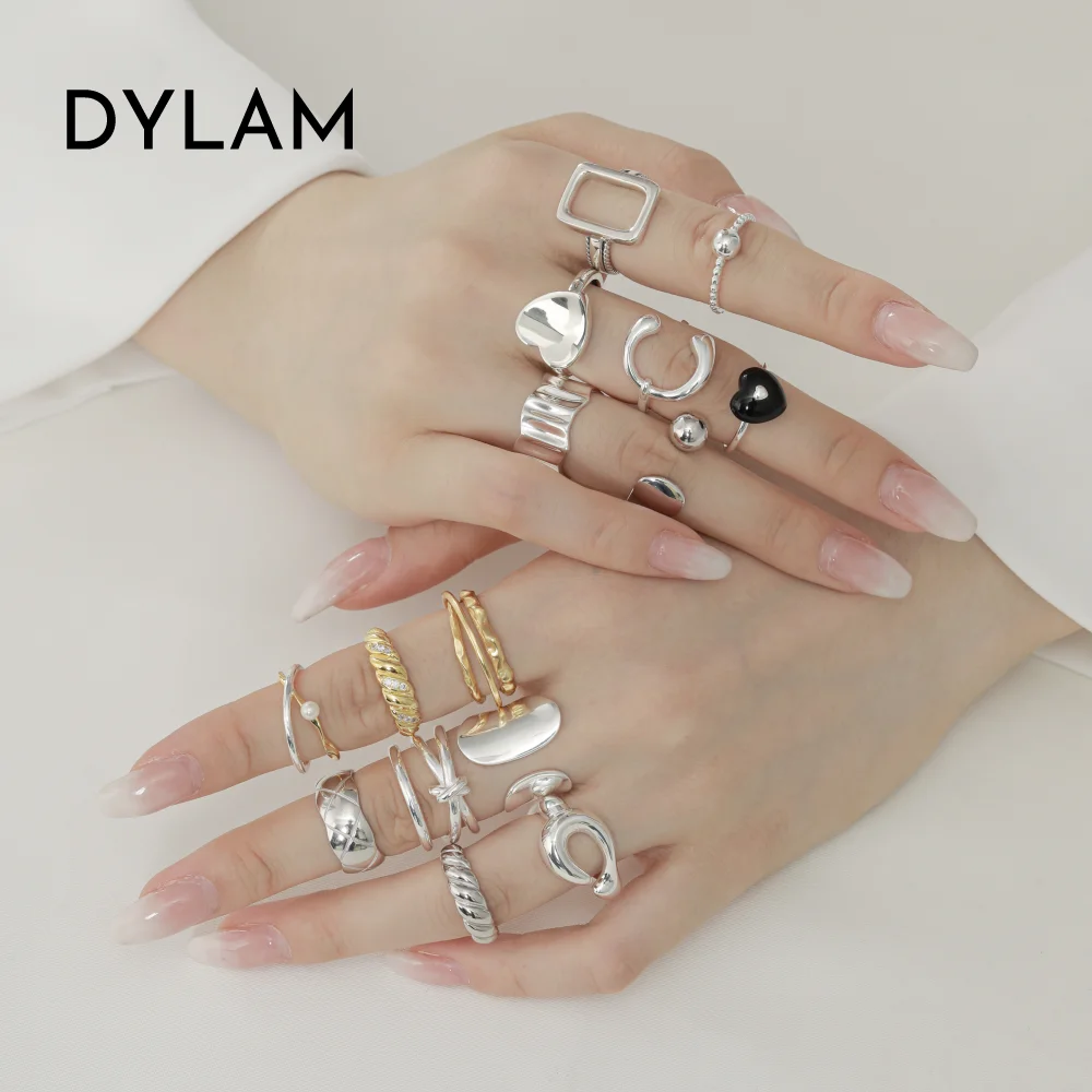 

2022 Dylam bloggers wear essentials Metallic style top trending one of a kind artful piece s925 silver open ring for women