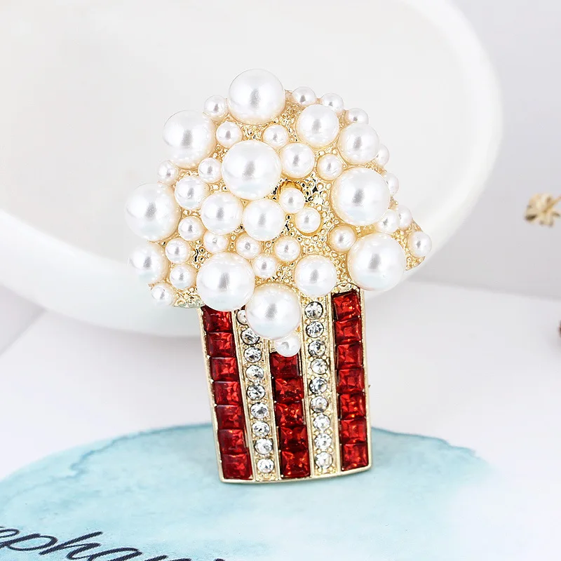 Stylish Popcorn-Shaped Pearl Brooch Accessories Fashionable Trendy Brooches