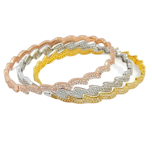 

3 in 1 925 Silver Jewelry with Cubic Zircon Iced Out Stack Bangle Set