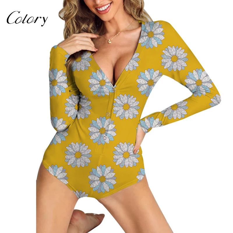 

Colory Short Bodycon Flower Romper Woman Jumpsuit Work, Picture shows