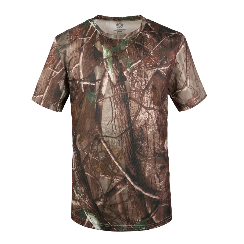 

ESDY Summer Outdoor Hunting Fishing Tactical Round Collar Camo T-shirt, Multi