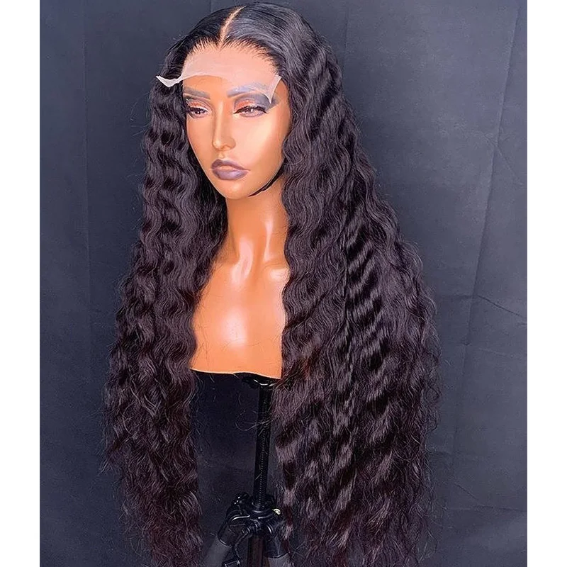 

5x5 HD Closure Wigs Deep Wave 180% Density Peruvian Virgin Hair Lace Front Wigs For Black Women With Baby Hair