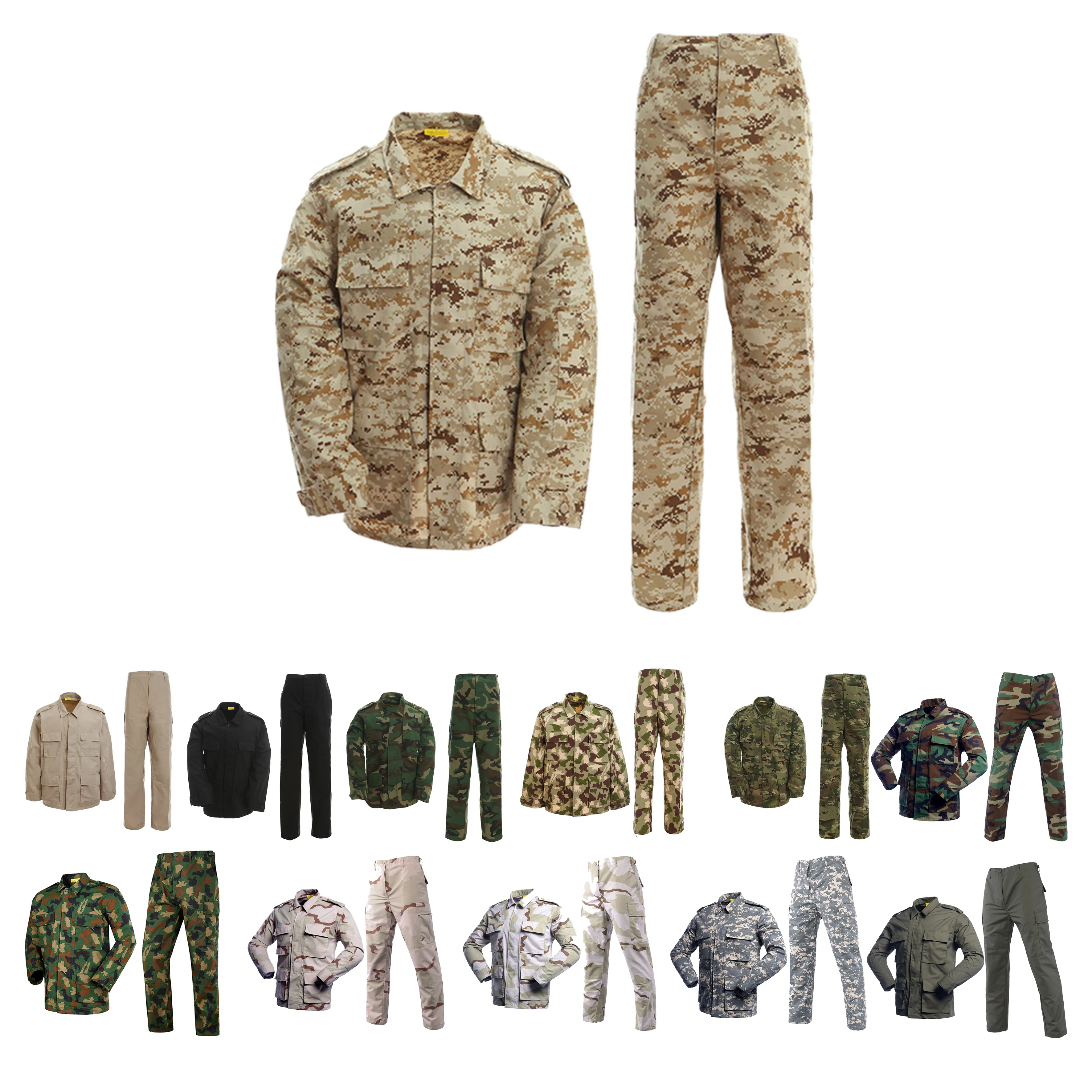 

New arrive Outdoor Military ACU Woodland Camouflage Ripstop Army Combat Uniforms for men, 12 colors