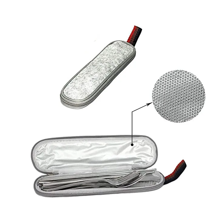 

Portable camping travel cutlery set with case,Reusable Flatware with Metal Straw and Chopstick For Office/School/Outdoor/Hiking, Customized