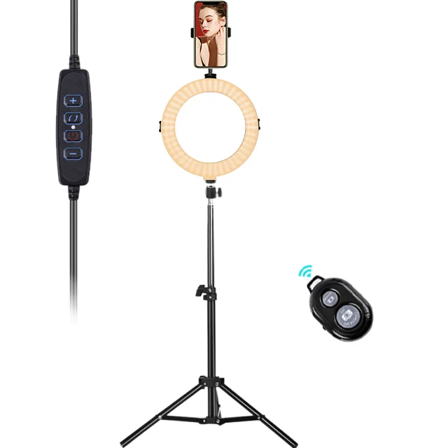 

cheapest 8inch20cm led ring light in photographic lamp remote control with tripod stand phone holder for Tik tok YouTube Video, Black color