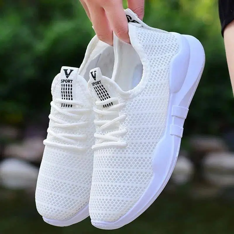 

Fashion White Women's Fashion Sneakers Breathable Ladies Sports Shoes Running Sneakers Comfortable Walking Women's Flats Shoes, 3 colors