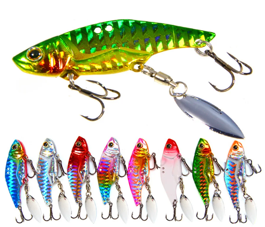 

5cm 12g 3D Fish Eyes VIB Artificial Bait Fishing Lure Metal Sequin, 8 colors