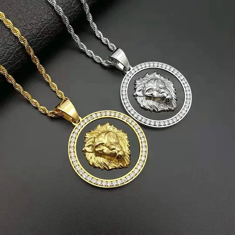 

Hip Hop Stainless Steel Popular Charm Pedant Necklace Stainless Steel Gold Plated Necklace Pendant for Men, Gold silver