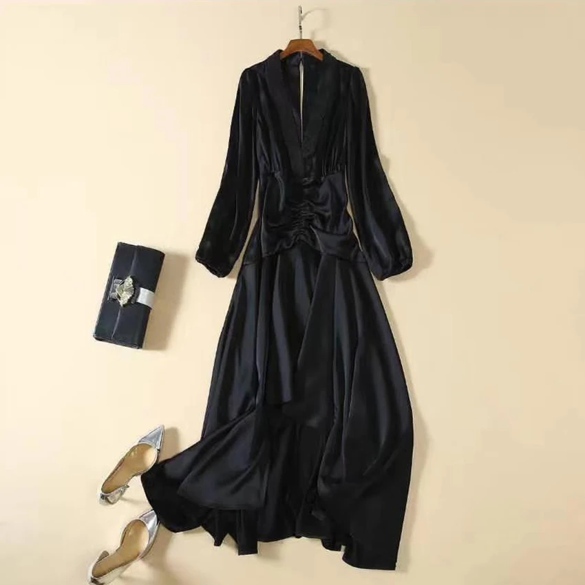 

2020 V-Neck Elegant Formal Fashion Ruffled One Custom Korean Dress For Women