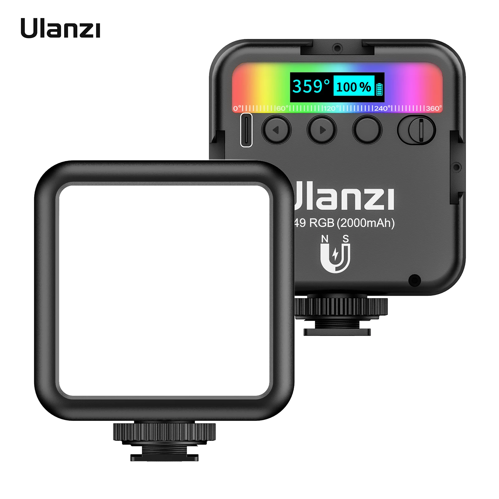 

New Arrival Ulanzi VL49 RGB LED Video Light Portable Pocket LED Light Photography Fill Light with Cold Shoe Mount Amazon Hot, Black/colorful