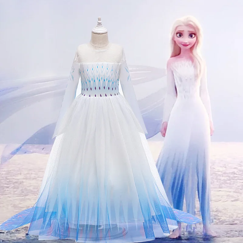 

MQATZ Good Quality Elsa Anna 2 Dress Girls Party Dress With Removable cloak Movie characters BX1673/BX1693, White,blue,purple