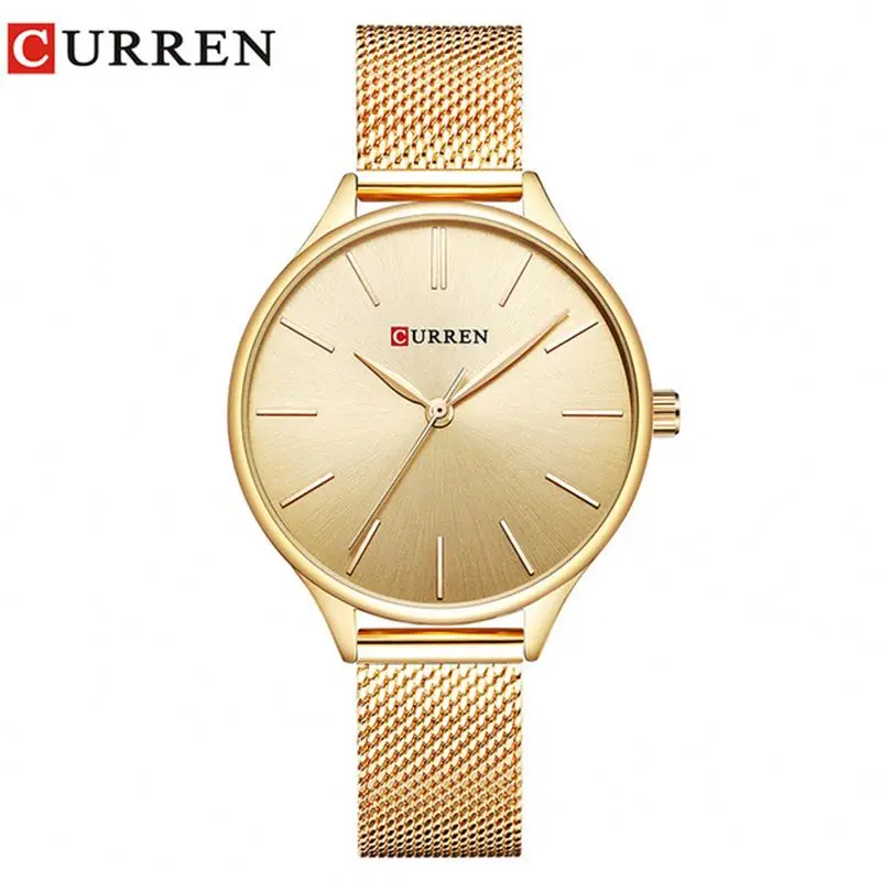 

CURREN 9024 fashion rose gold ladies quartz watch genius Mesh Strap Waterproof ultra slim Simple business reloj watch