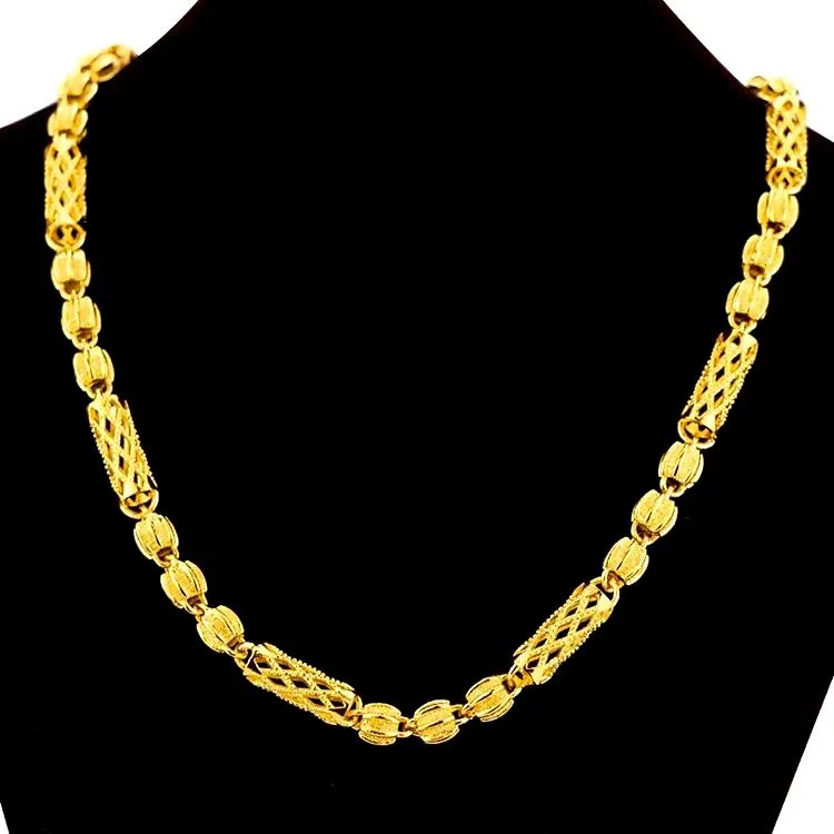 

Gold Plated Cylindrical Pumpkin Beads Necklace Exquisite Cylindrical Necklace Men'S Necklace