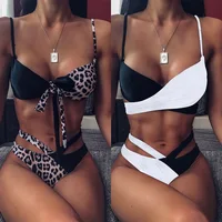 

2020 Sexy Women Bikini Swimwear Leopard Swim Suit Lace Up Swim Wear for Ladies