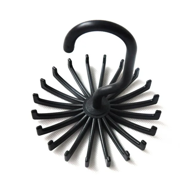 

Neck Tie Holder Space Saving Multifunction 20 Hooks 360 Degree Rotating Belt Rack Neck Tie Hanger, White and black