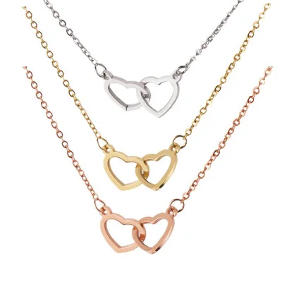 

Fashion Necklace Pendant Necklace Double Heart Necklace for Women