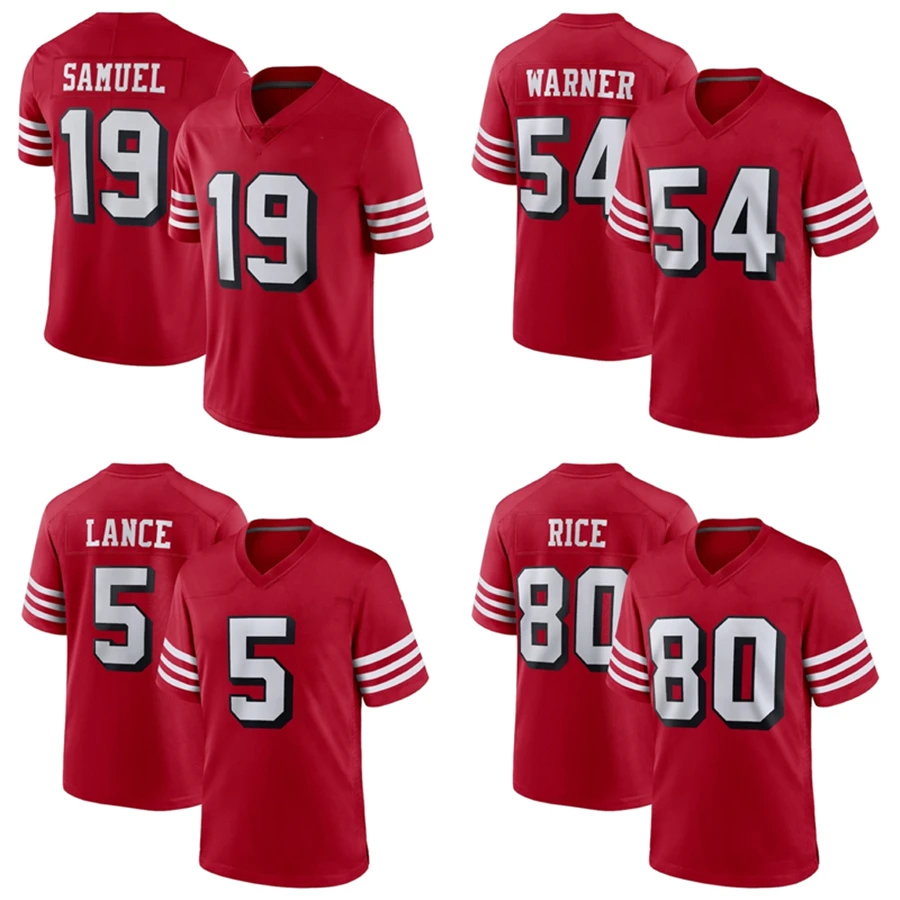 

Custom San Francisco City Team Club Uniform Stitched American Football Jersey 49er Black Game 19 Samuel 54 Warner 5 Lance