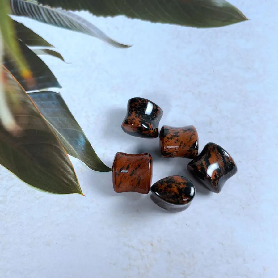 

Plugs and Tunnels Mahogany obsidian Stone Teardrop Ear Plug Ear Expander Body Piercing Tunnels Gauge