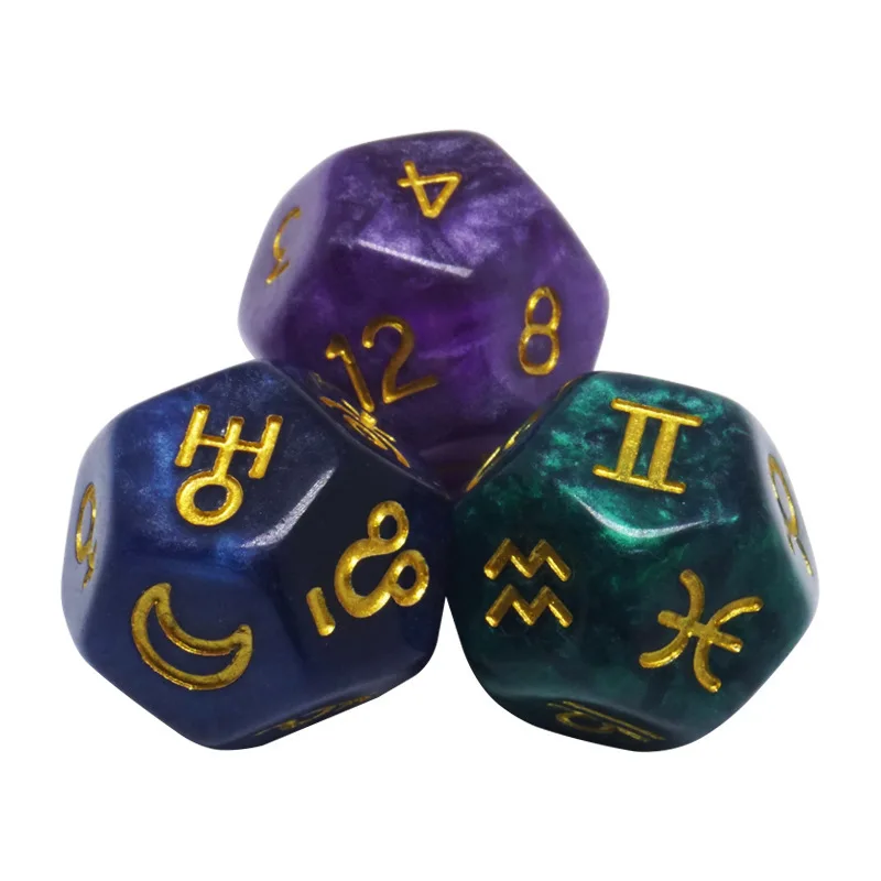

Wholesale high quality custom 12 sided muti-colored Rpg Acrylic Astrology divination Polyhedral Dice, Colorful