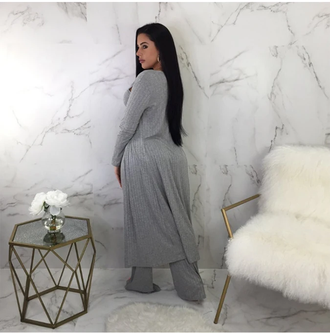 ribbed jumpsuit with long coat