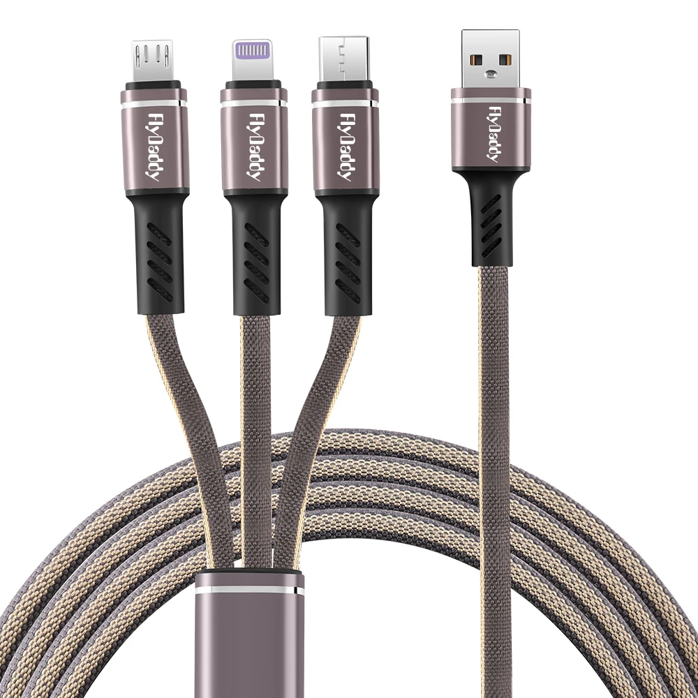 

OEM ODM Charging USB Cable Fabric 3 in 1 Braided fast Mobile Phone Android Ios System Standard USB 3.0A