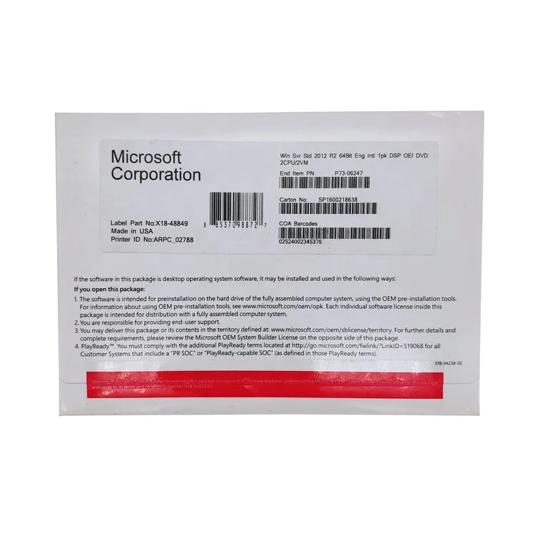

Certificated Software Microsoft WINDOWS SERVER STD 2012 R2 DVD English