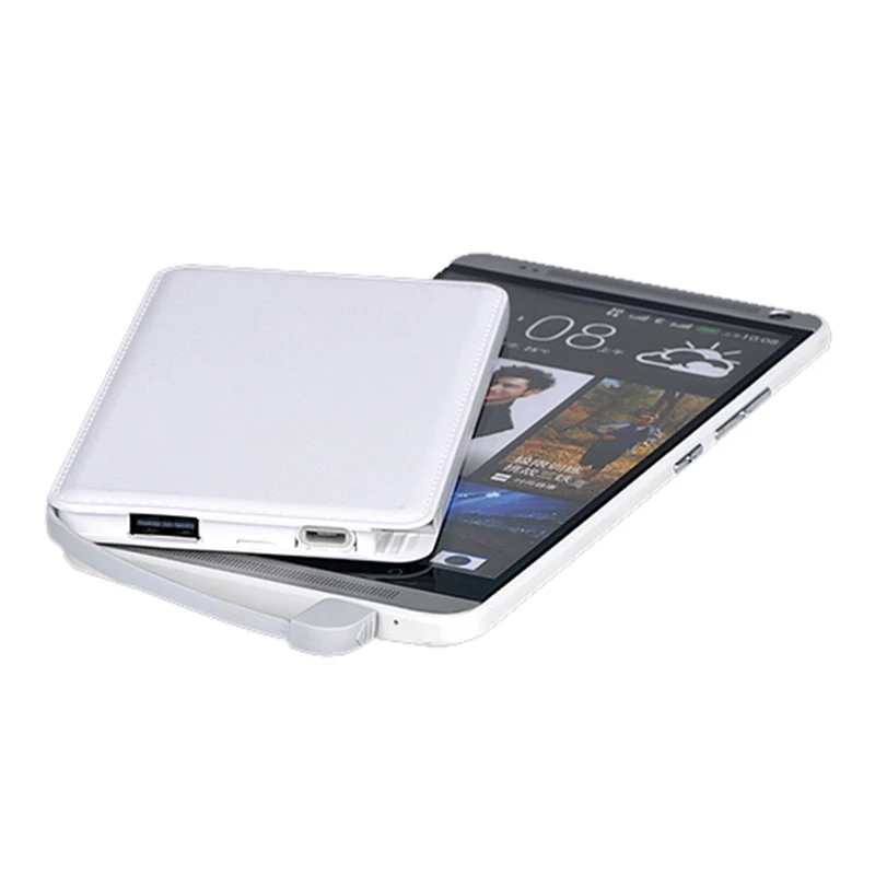 

2021 new technology credit card size smart smallest wallet mini portable powerbank for smart phone 5000mah, White