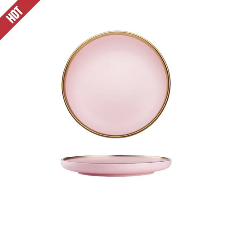 

2020 new trend plating gilt pink matte 8/9/ Porcelain dish tableware home Hotel Ceramic plate