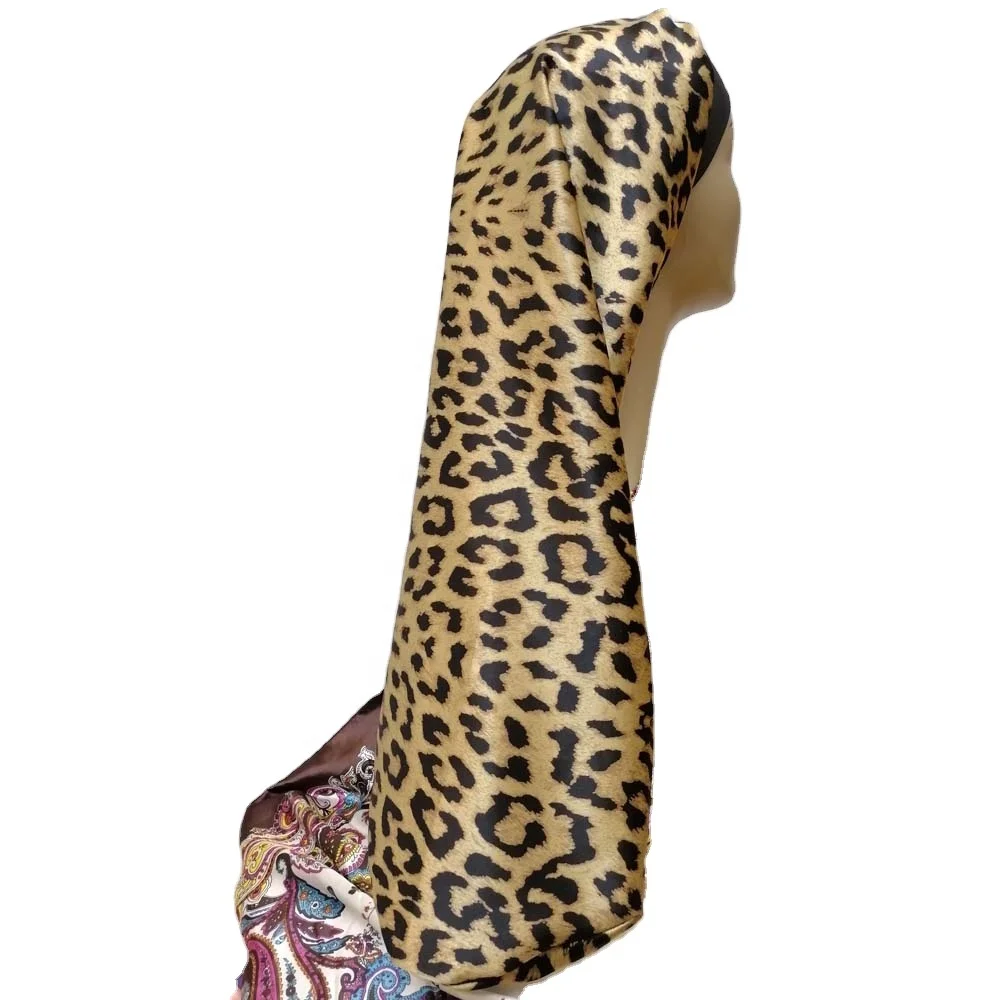 

Leopard print Sexy Jumbo Size Night Sleep Caps with Comfort Elastic Stretchy Band Satin Bonnet, Customized