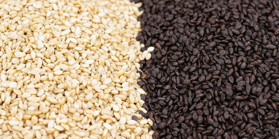 Chef holding both types of sesame seeds