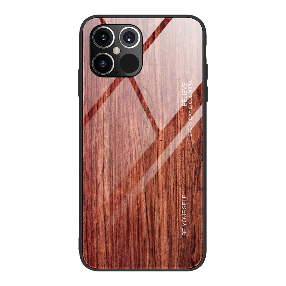 

Unique Wood grain 9H Hard Tempered glass Case For iPhone 12 Pro XS Max XR X 6 S 6S 8 7 Plus 6Plus 7Plus 8Plus Mobile Phone Cover