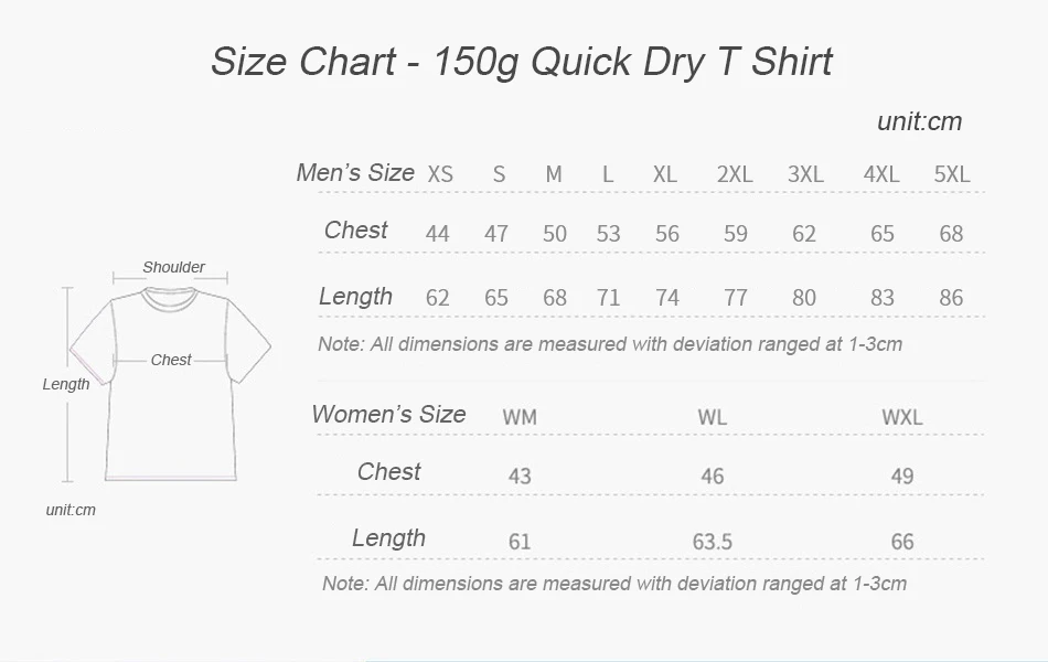 men t shirt size chart