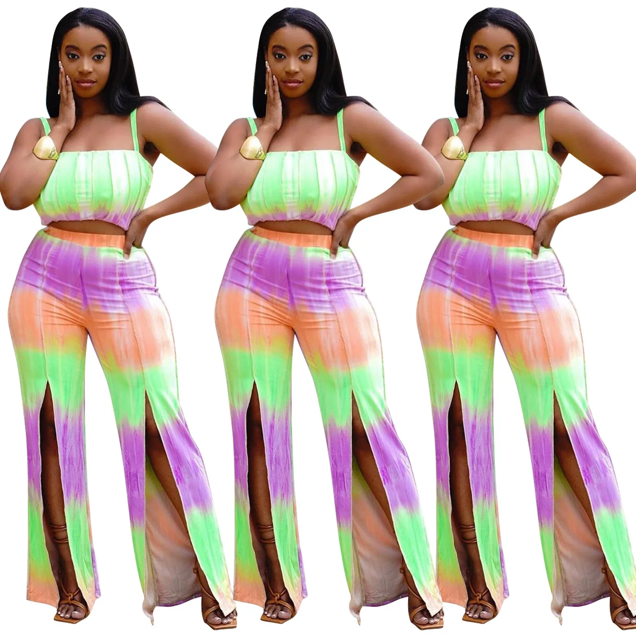 

DUODUOCOLOR 2021 new arrivals fashion two piece plus size sets sexy tie die collarness summer for women D98244